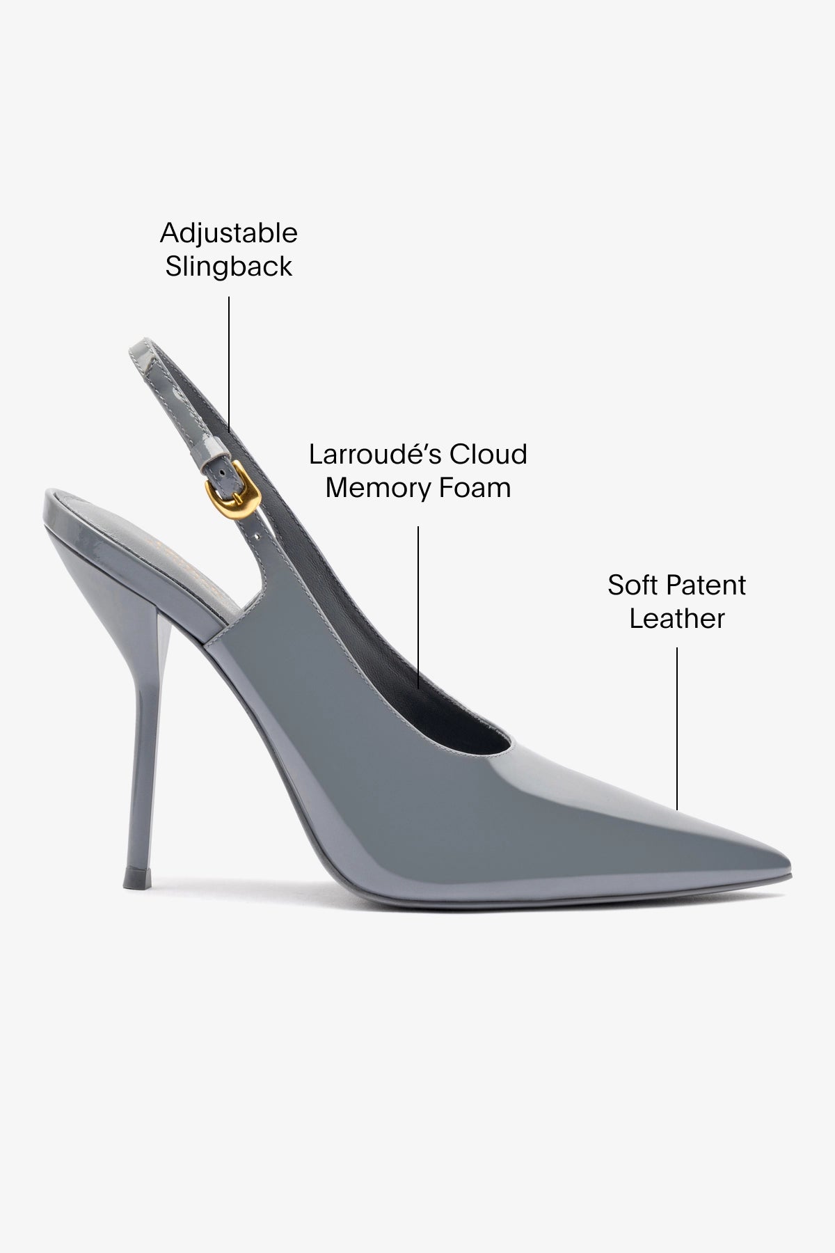 Larroude x Altuzarra Pump In Titanium Patent Leather - Image 6