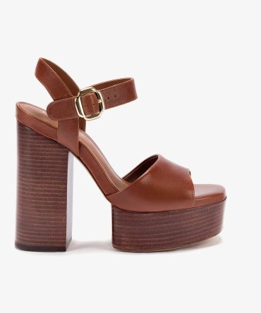 Vanessa Platform Sandal In Caramel Leather