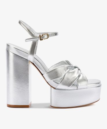 Vivienne Platform Sandal In Silver Metallic Leather