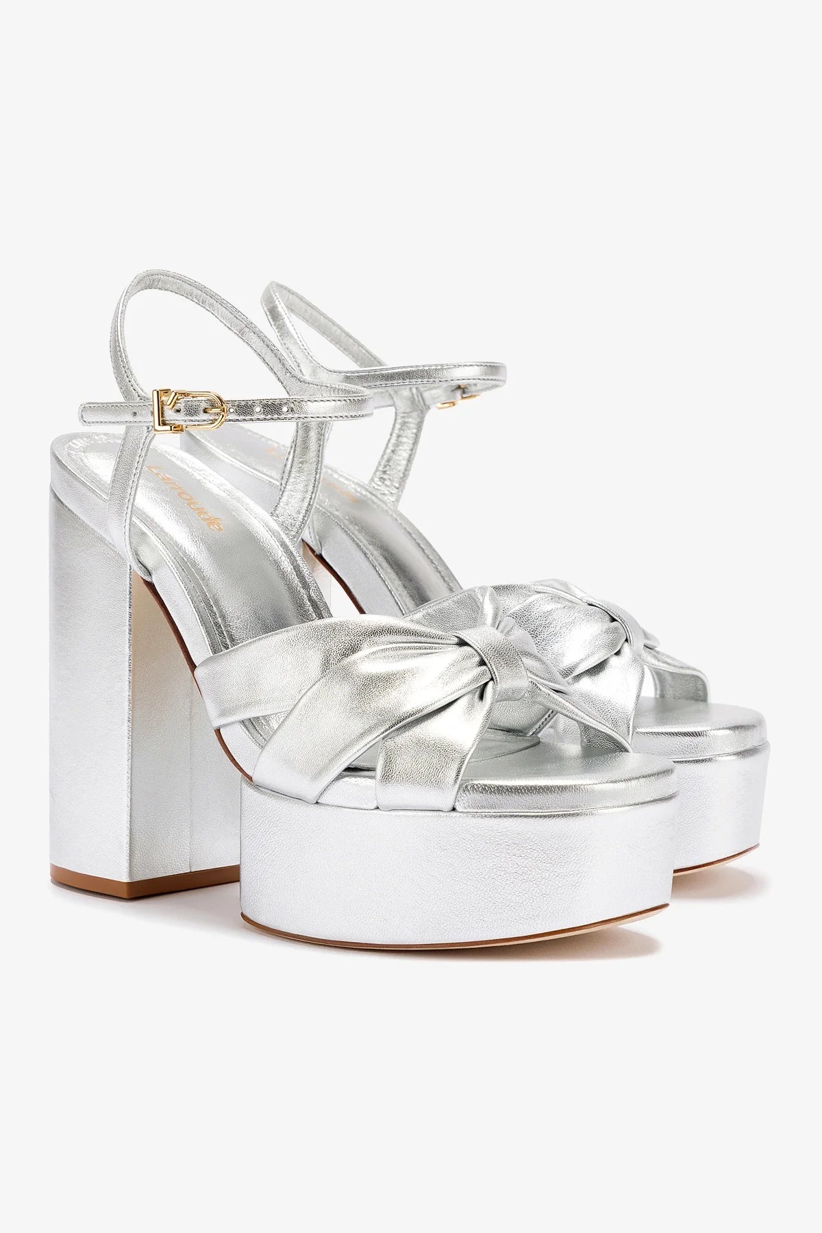 Vivienne Platform Sandal In Silver Metallic Leather - Image 2