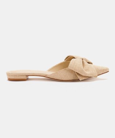 Elle Flat Mule In Beige Raffia