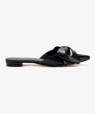 Elle Flat Mule In Black Leather