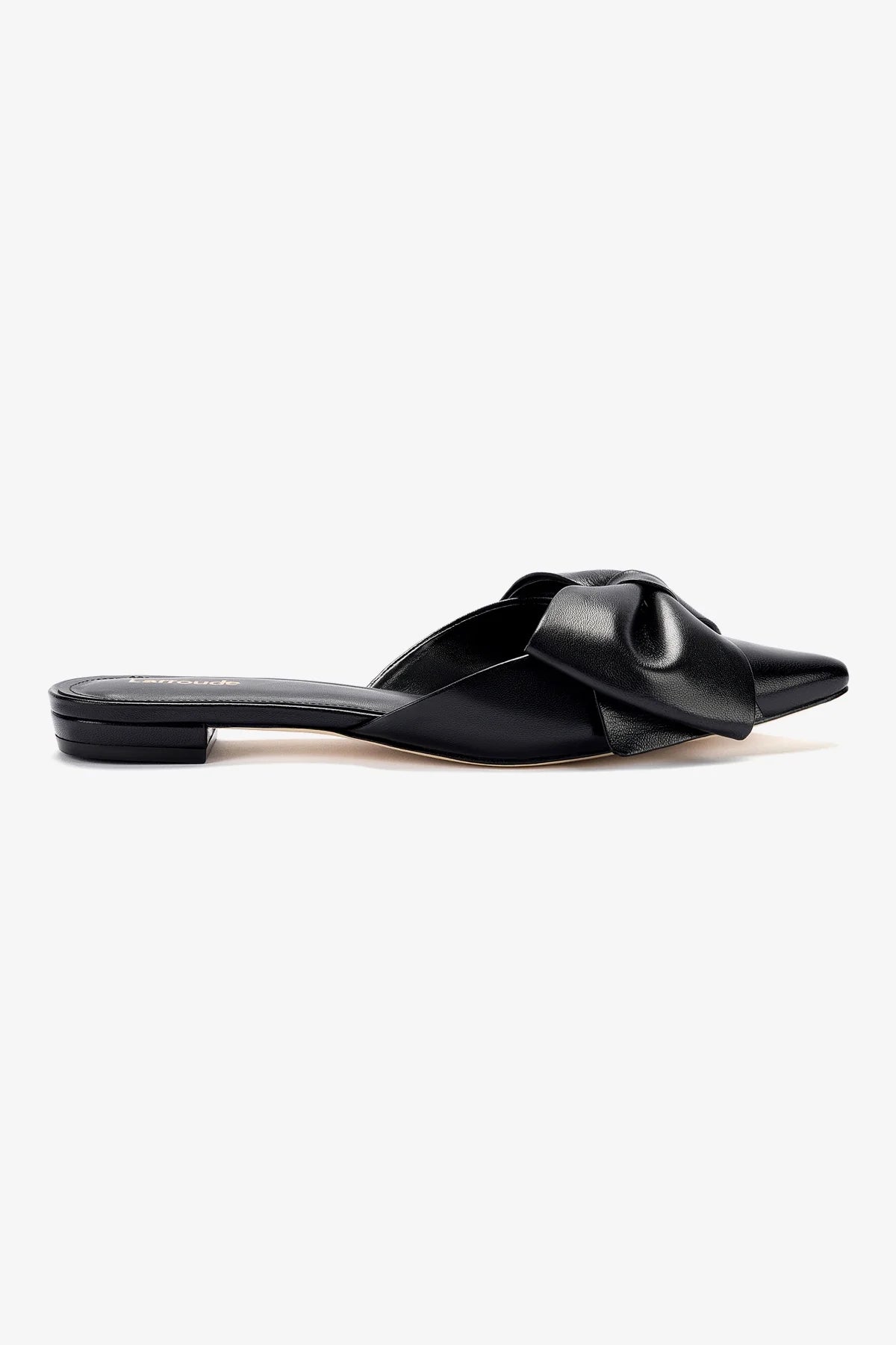 Elle Flat Mule In Black Leather