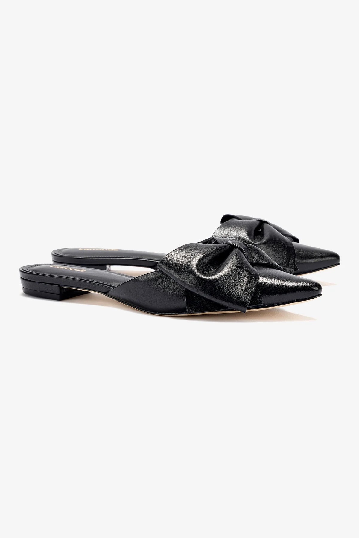 Elle Flat Mule In Black Leather - Image 2