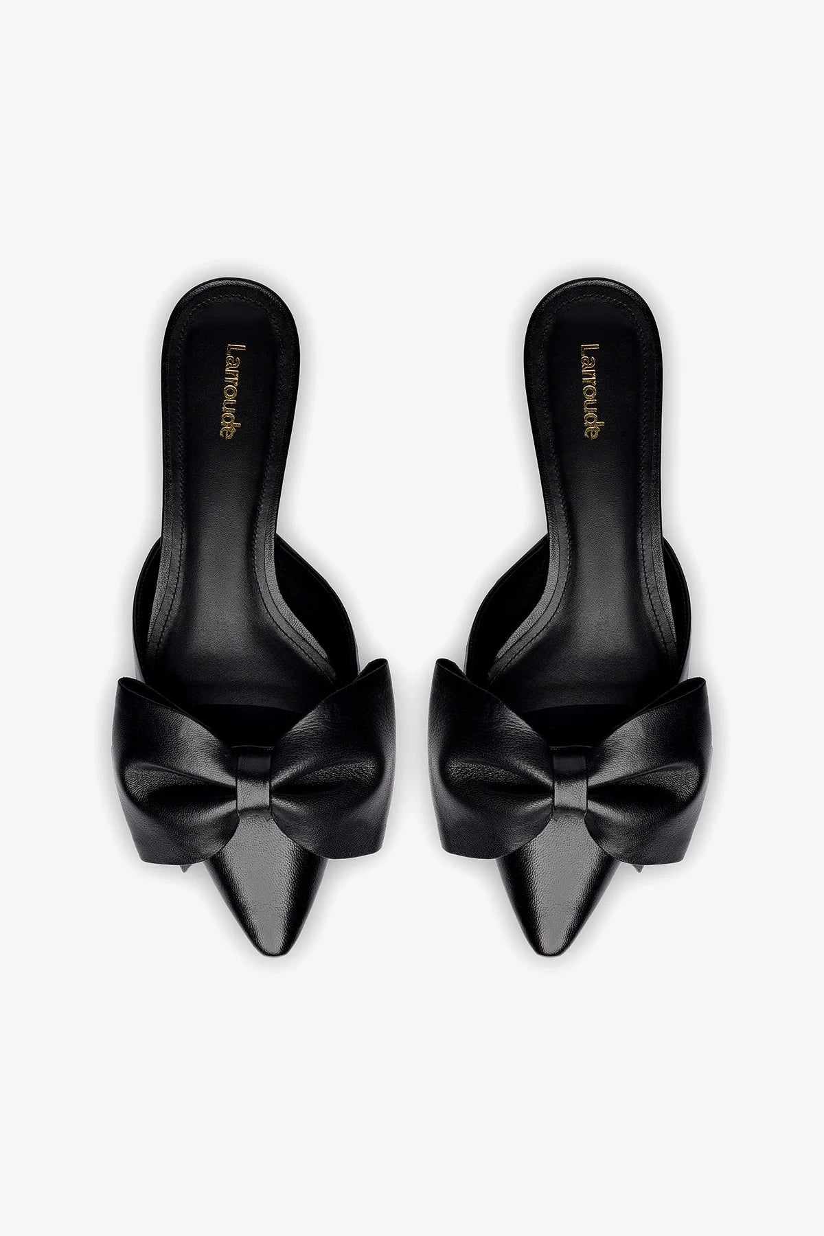 Elle Flat Mule In Black Leather - Image 3