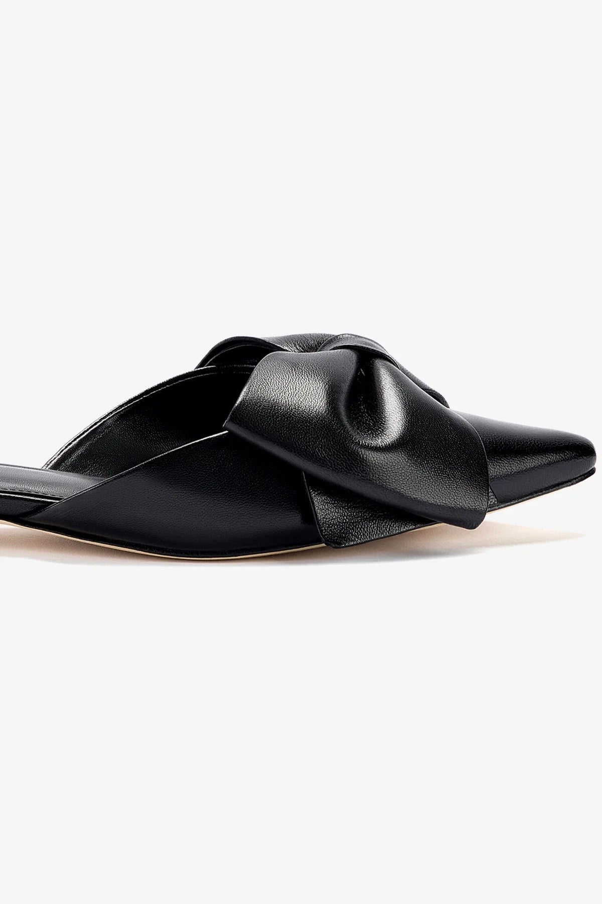 Elle Flat Mule In Black Leather - Image 4