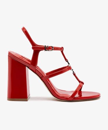 Hana Sandal In Scarlet Patent Leather