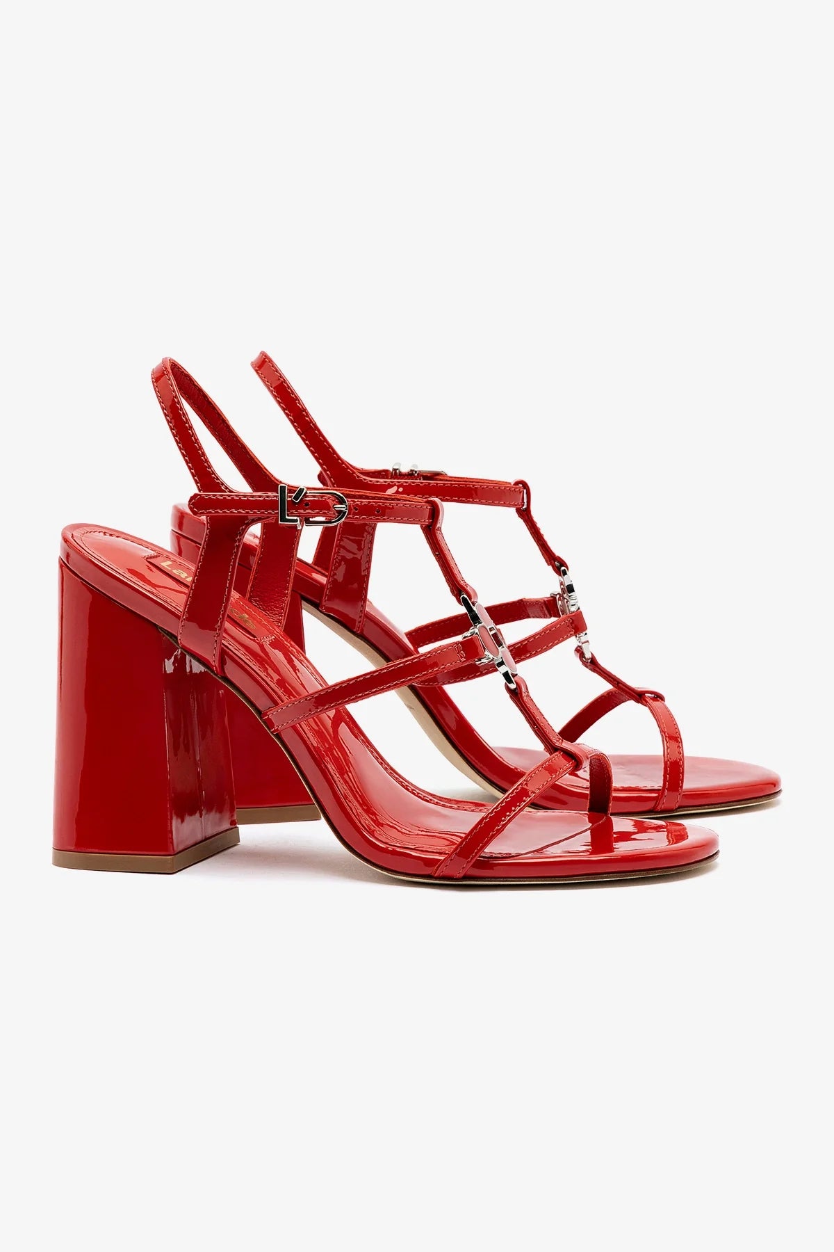 Hana Sandal In Scarlet Patent Leather - Image 2