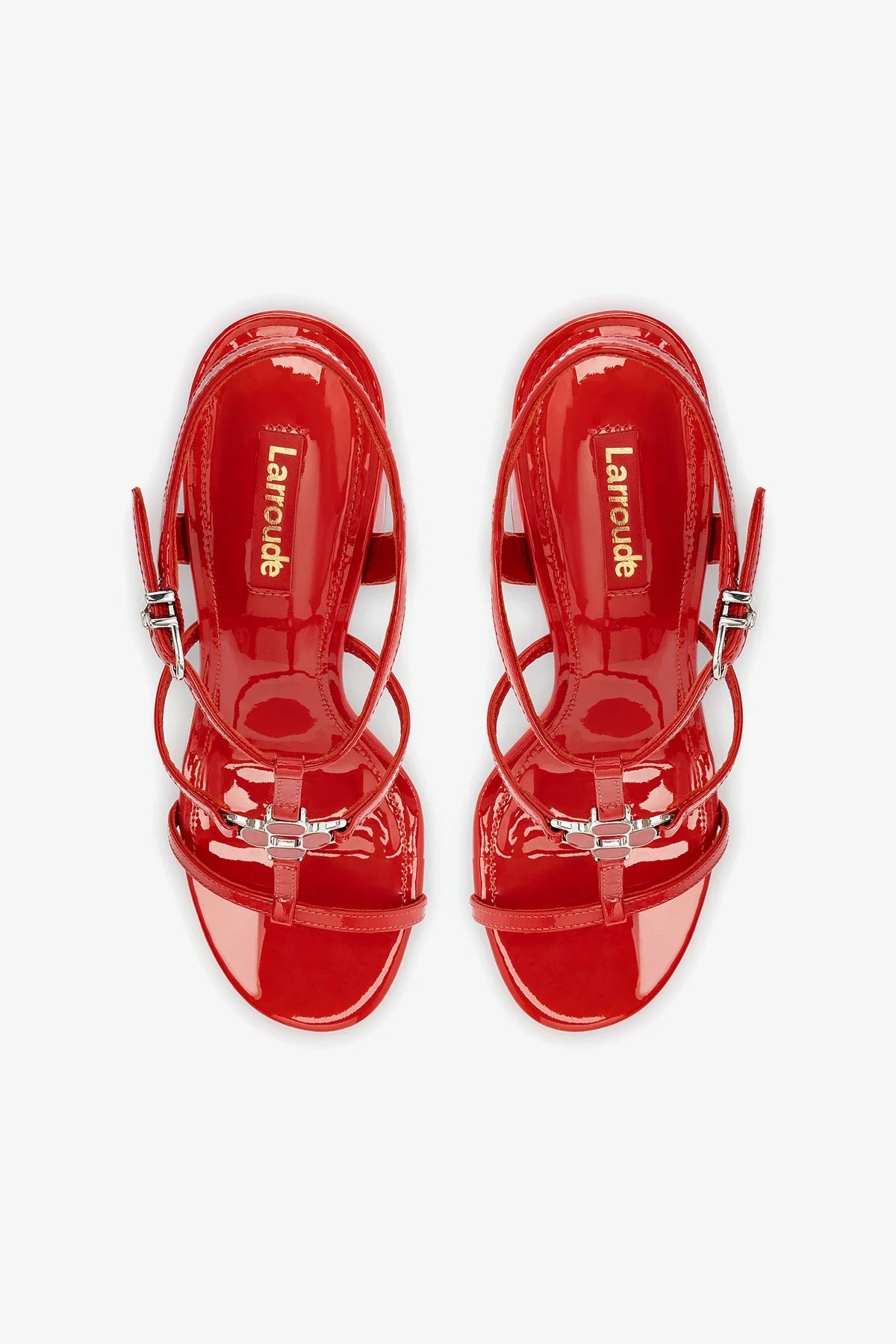 Hana Sandal In Scarlet Patent Leather - Image 3