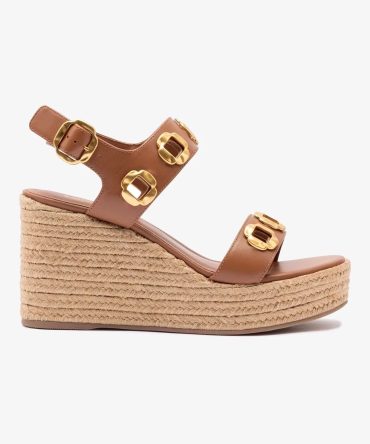 Milan Espadrille In Caramel Leather