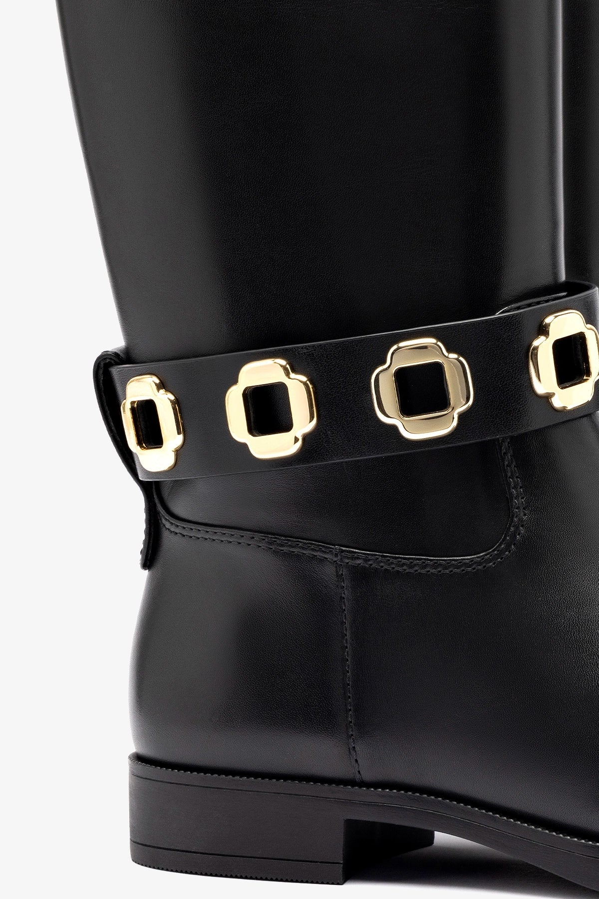 Milan Flat Bootie In Black Water Resistant Leather - Image 4