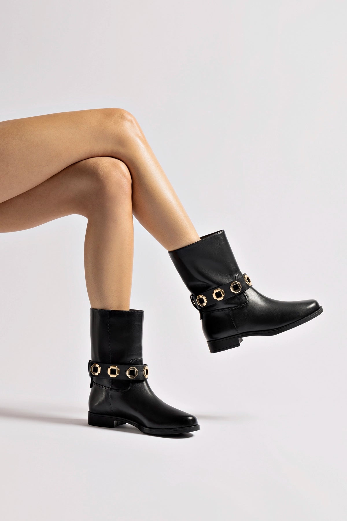 Milan Flat Bootie In Black Water Resistant Leather - Image 5