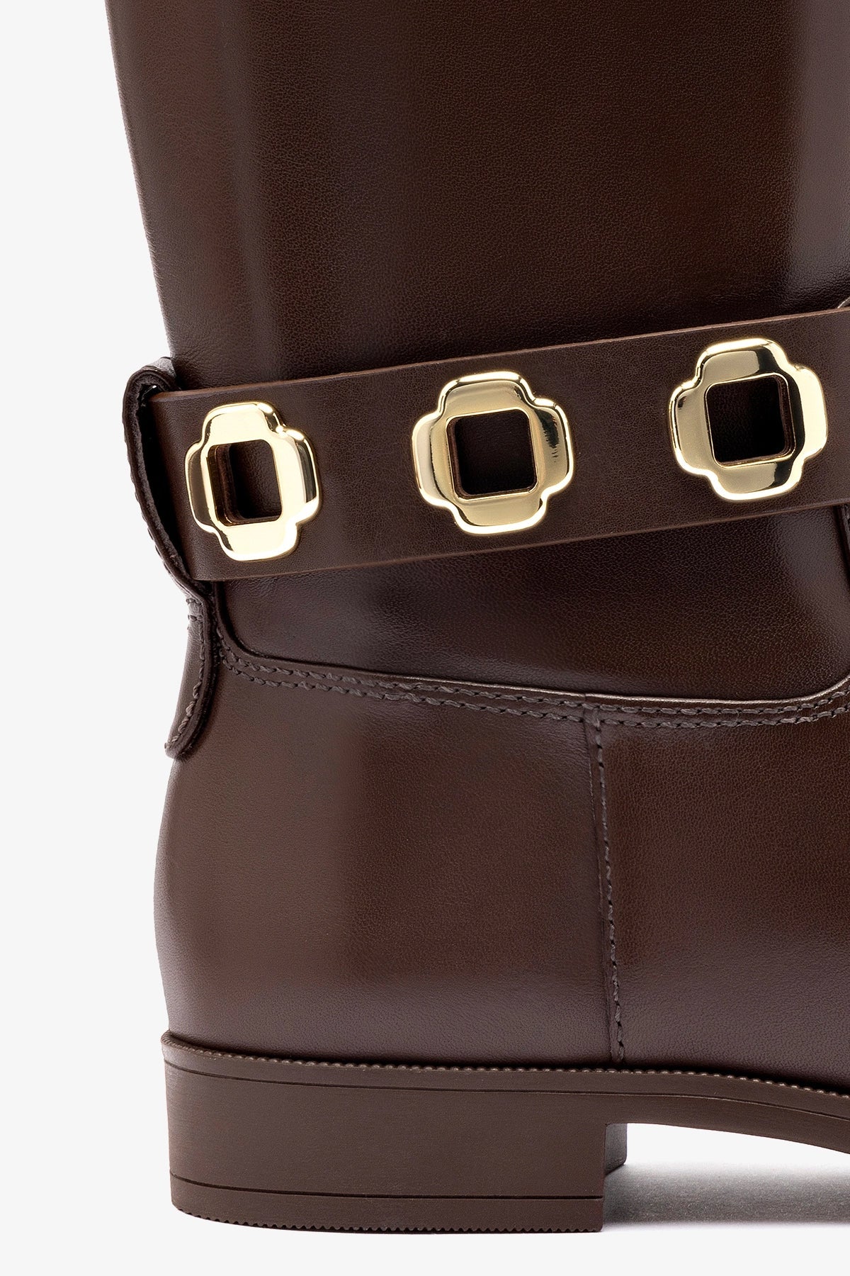 Milan Flat Bootie In Brown Water Resistant Leather - Image 4