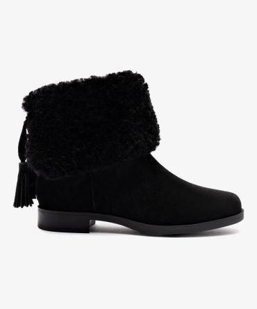 Verbier Bootie In Black Suede and Black Shearling