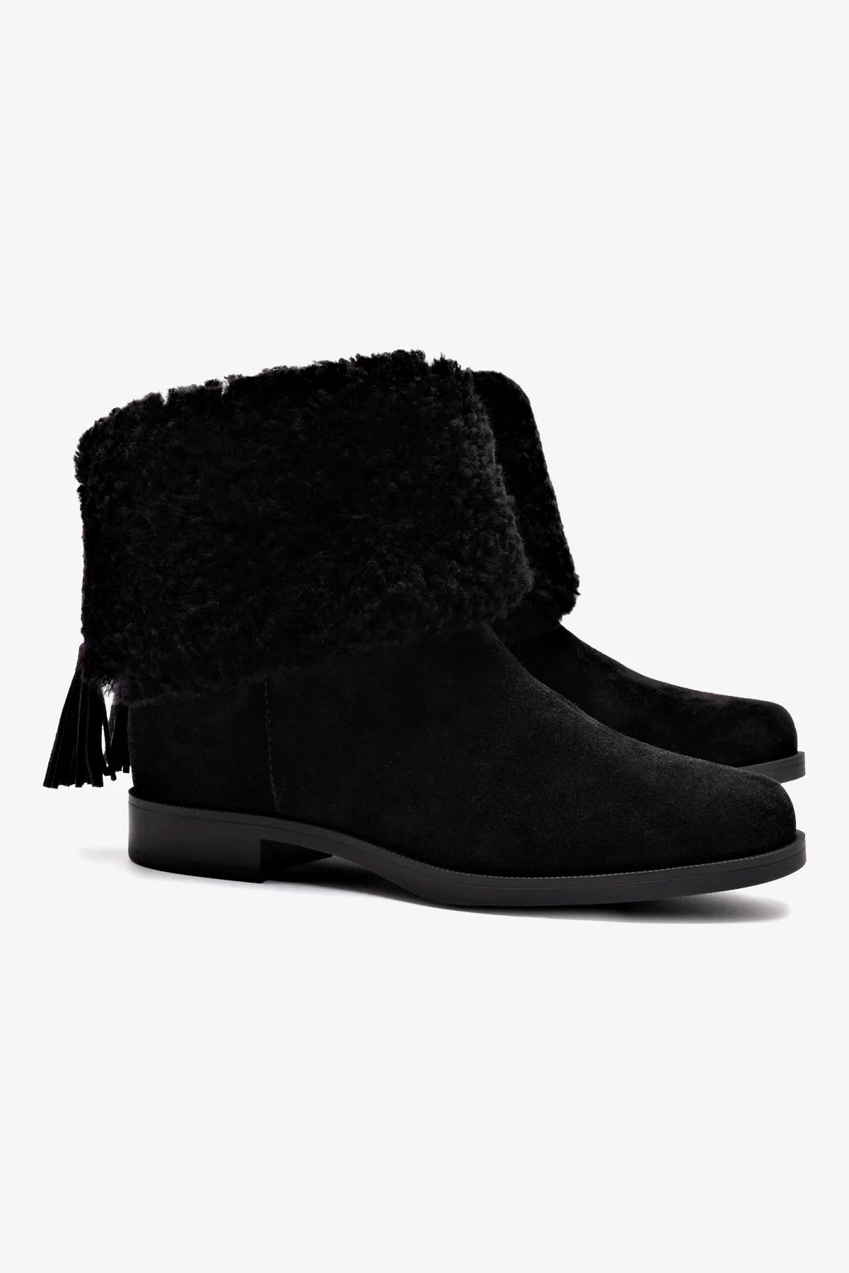 Verbier Bootie In Black Suede and Black Shearling - Image 2