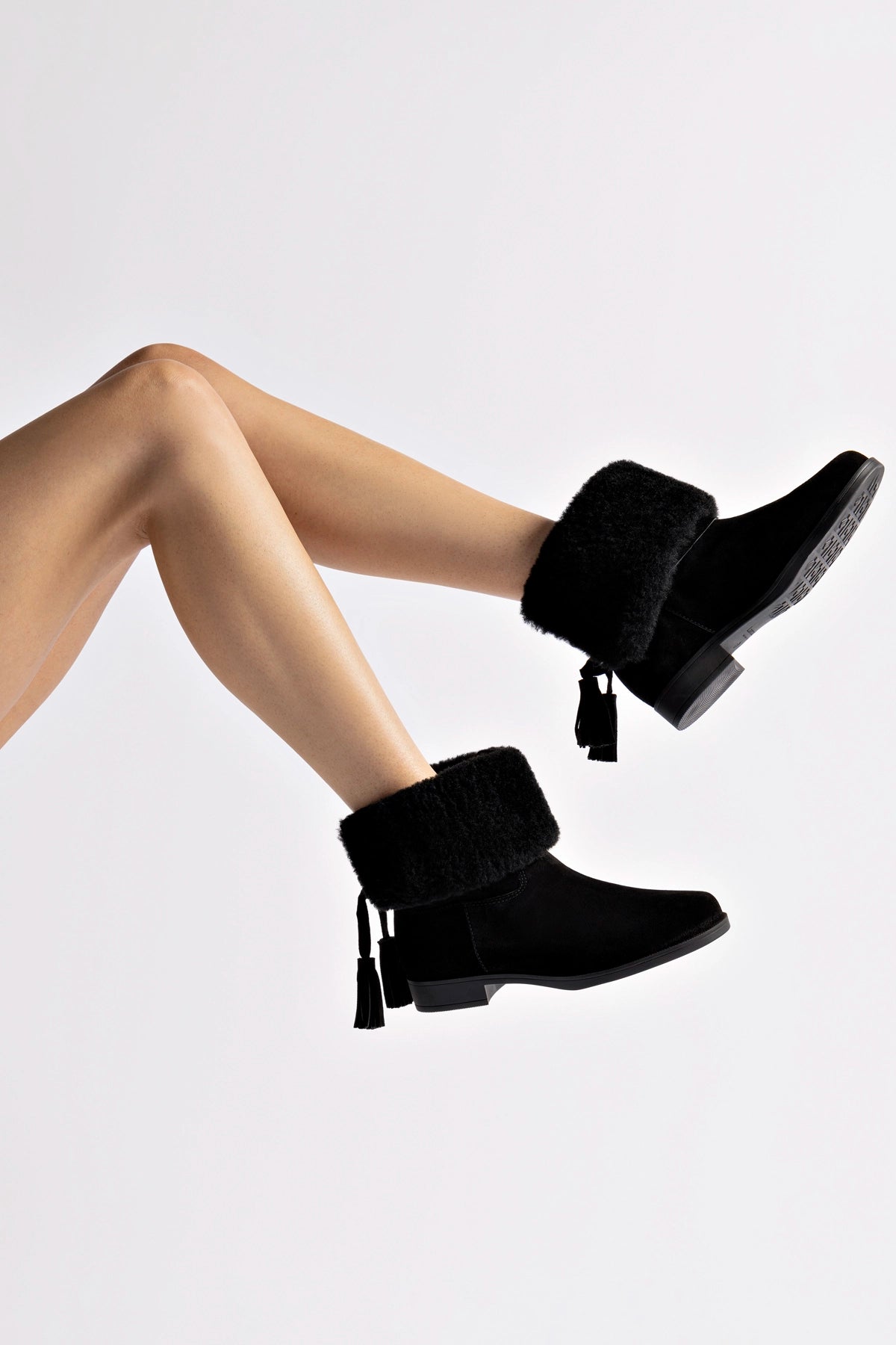 Verbier Bootie In Black Suede and Black Shearling - Image 5