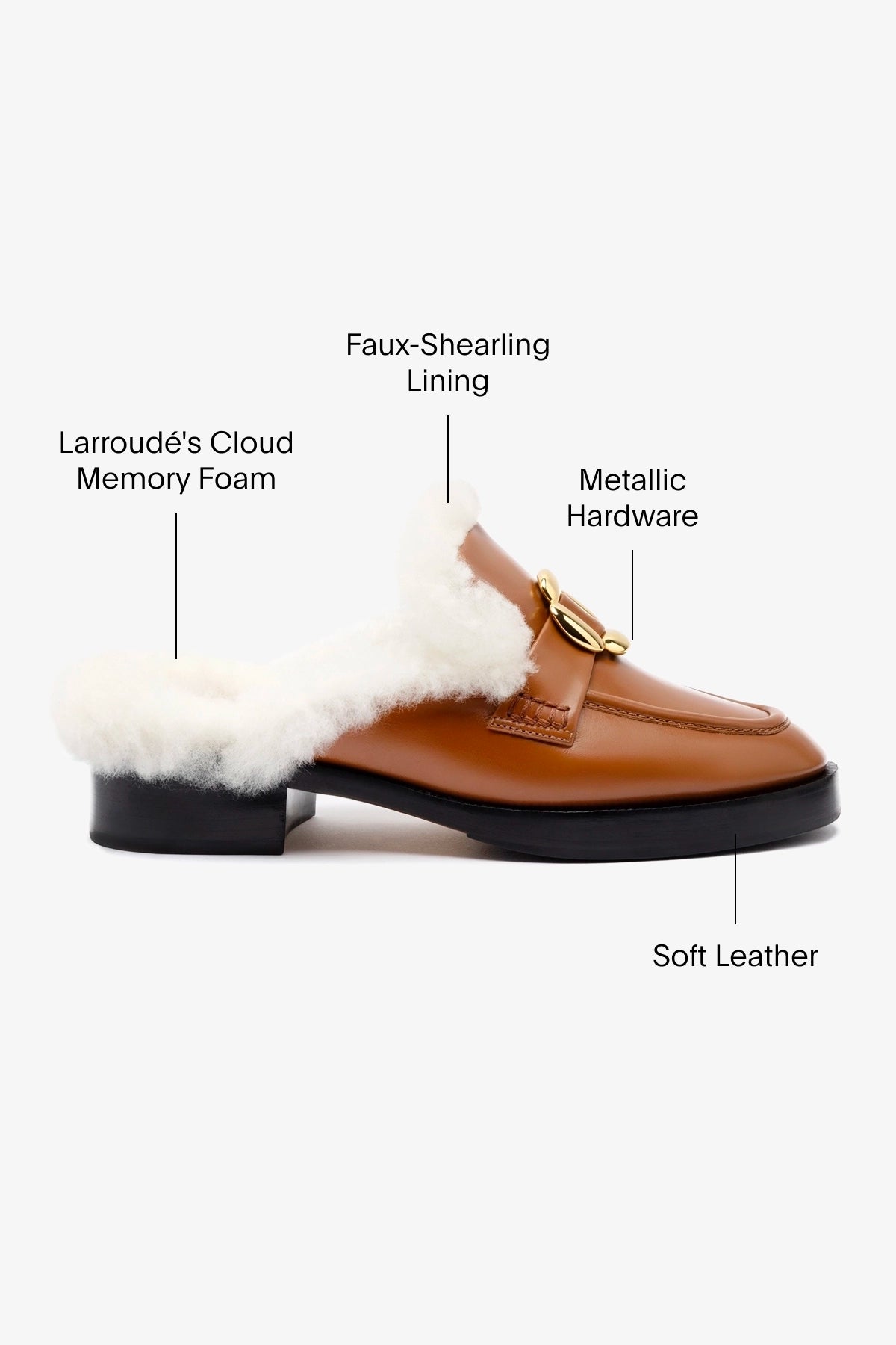 Bobbie Mule In Caramel Leather and Natural Shearling - Image 6