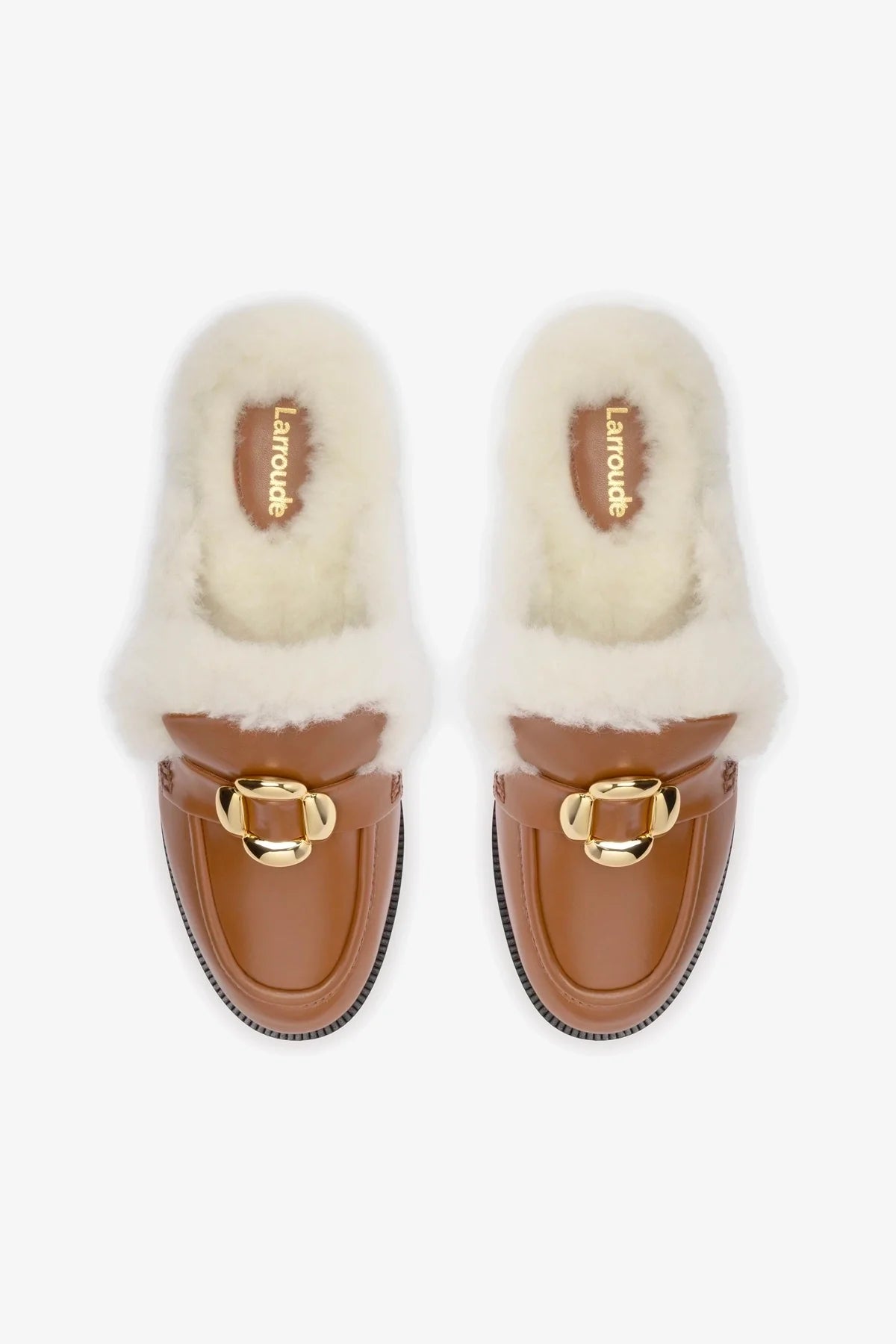 Bobbie Mule In Caramel Leather and Natural Shearling - Image 3