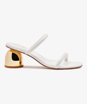 Dew Drop Mule In White Patent Leather