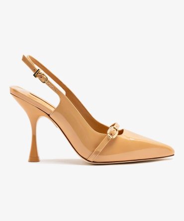 Ines Hi Pump in Tan Patent Leather