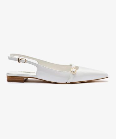 Ines Flat In White Patent Leather