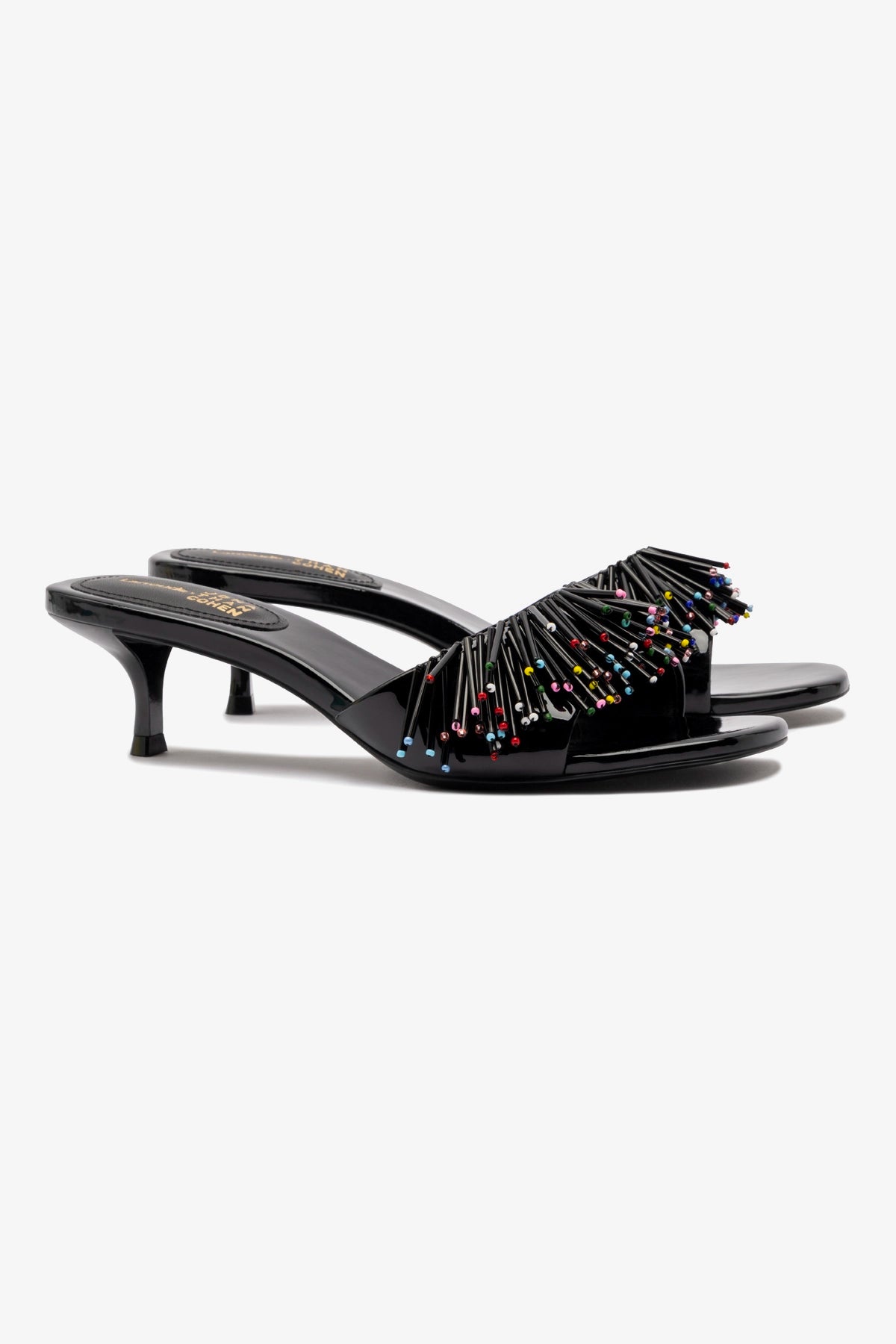 Larroudé x Jonathan Cohen Fringe Greta Mule In Black Patent Leather - Image 2
