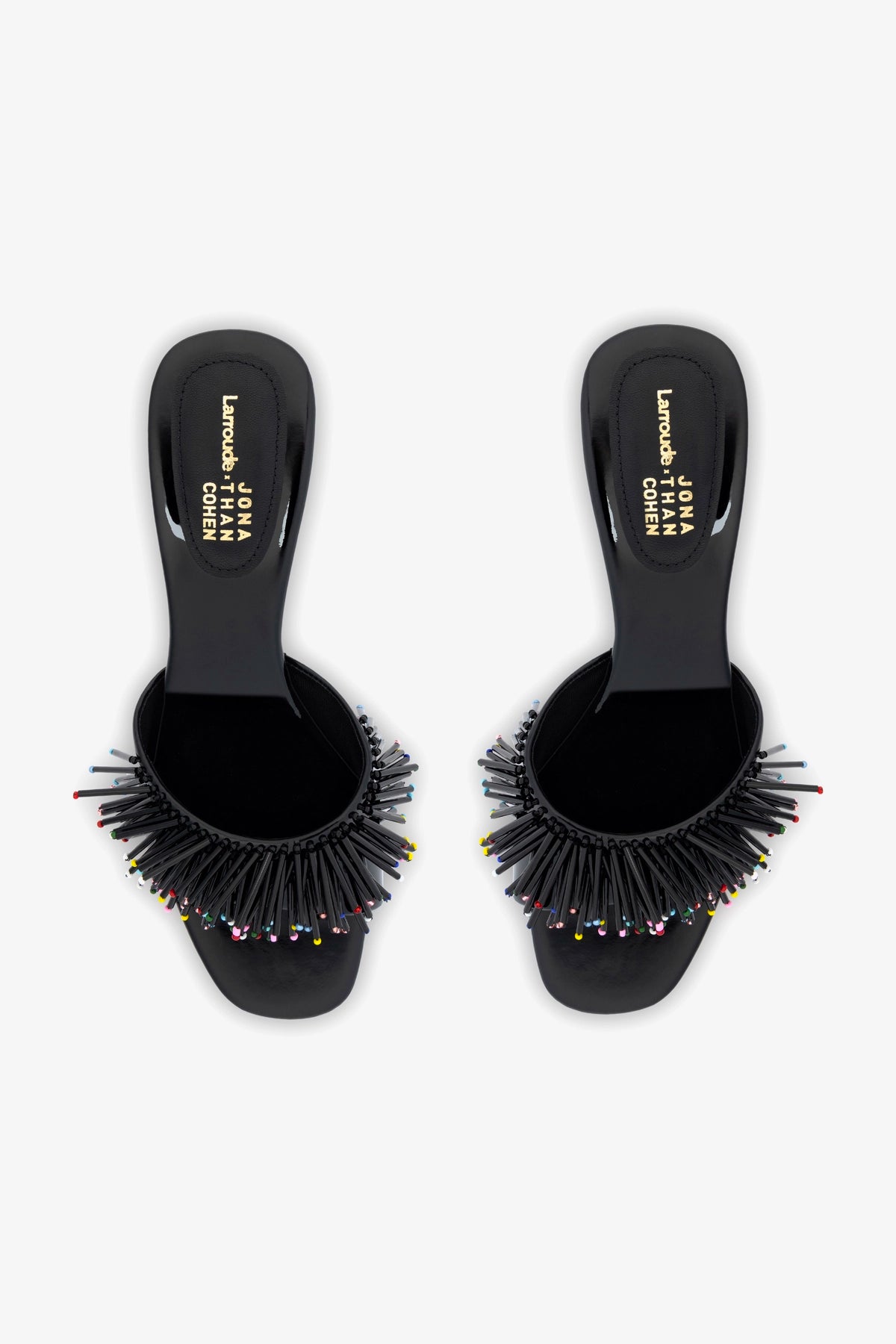 Larroudé x Jonathan Cohen Fringe Greta Mule In Black Patent Leather - Image 3