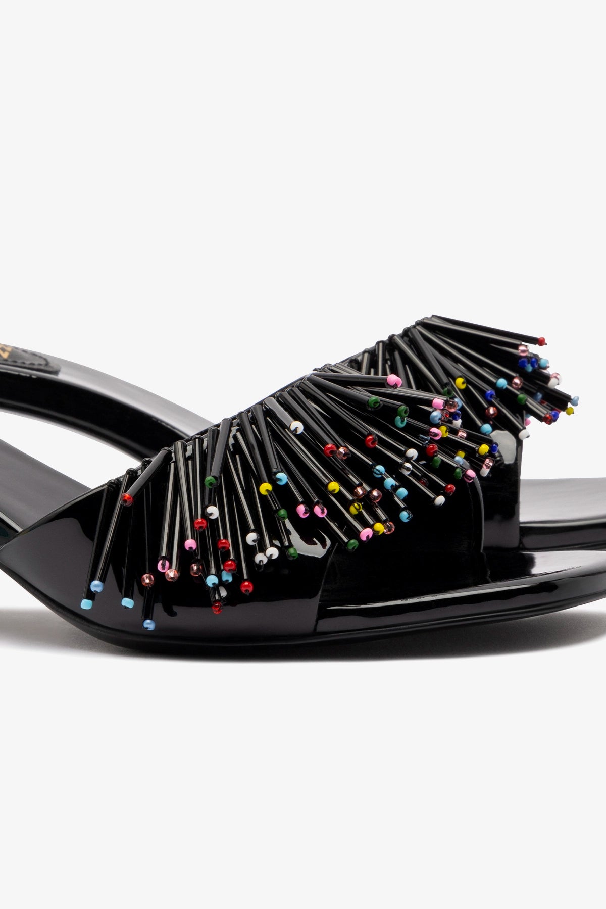 Larroudé x Jonathan Cohen Fringe Greta Mule In Black Patent Leather - Image 4