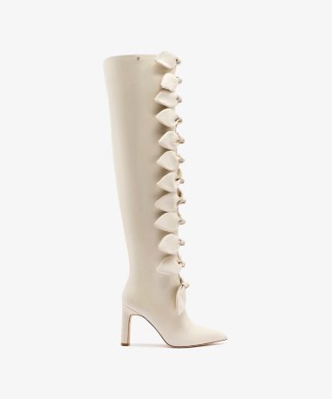 Larroudé for Jonathan Cohen: Tie Boot In Ivory Leather