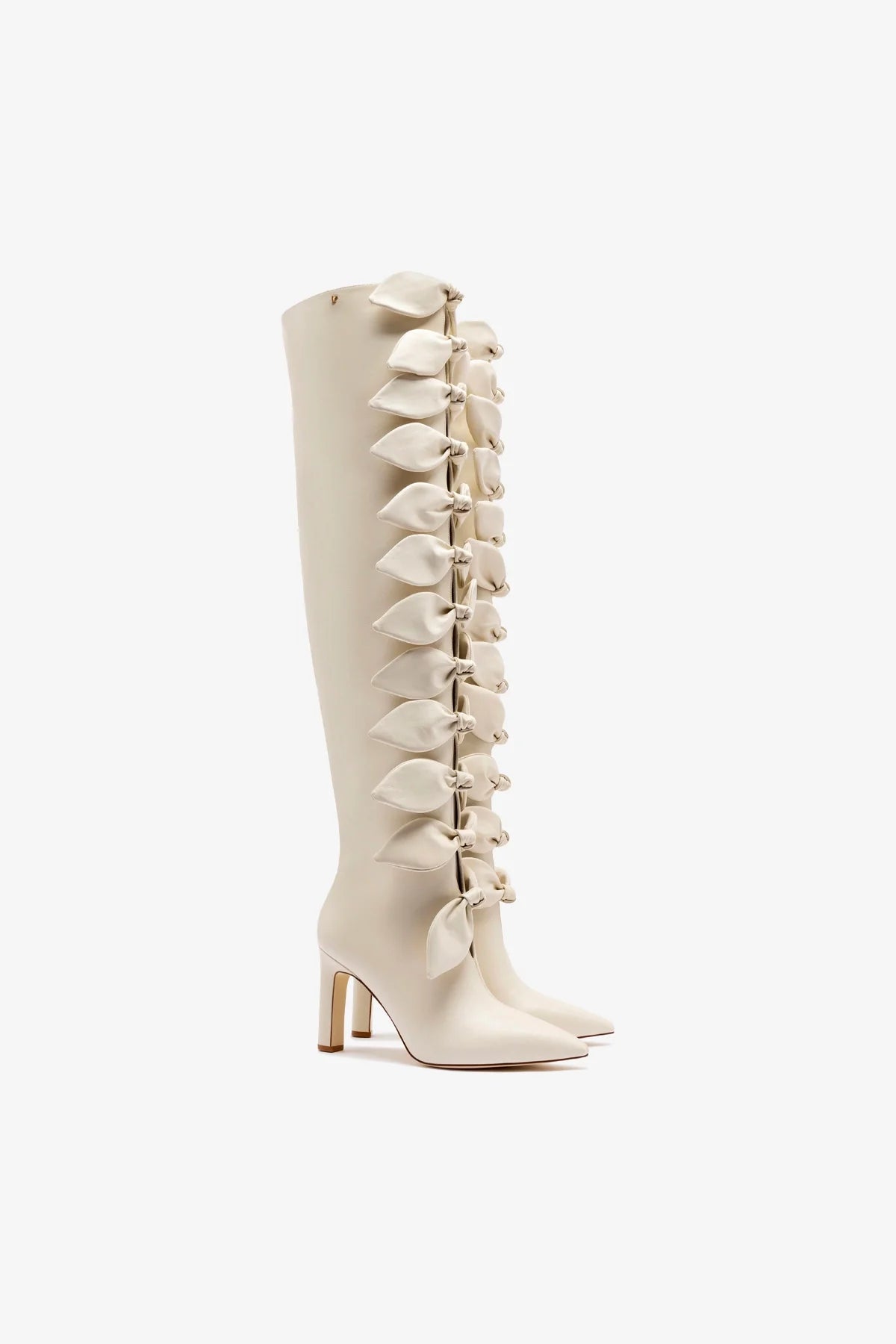 Larroudé for Jonathan Cohen: Tie Boot In Ivory Leather - Image 2
