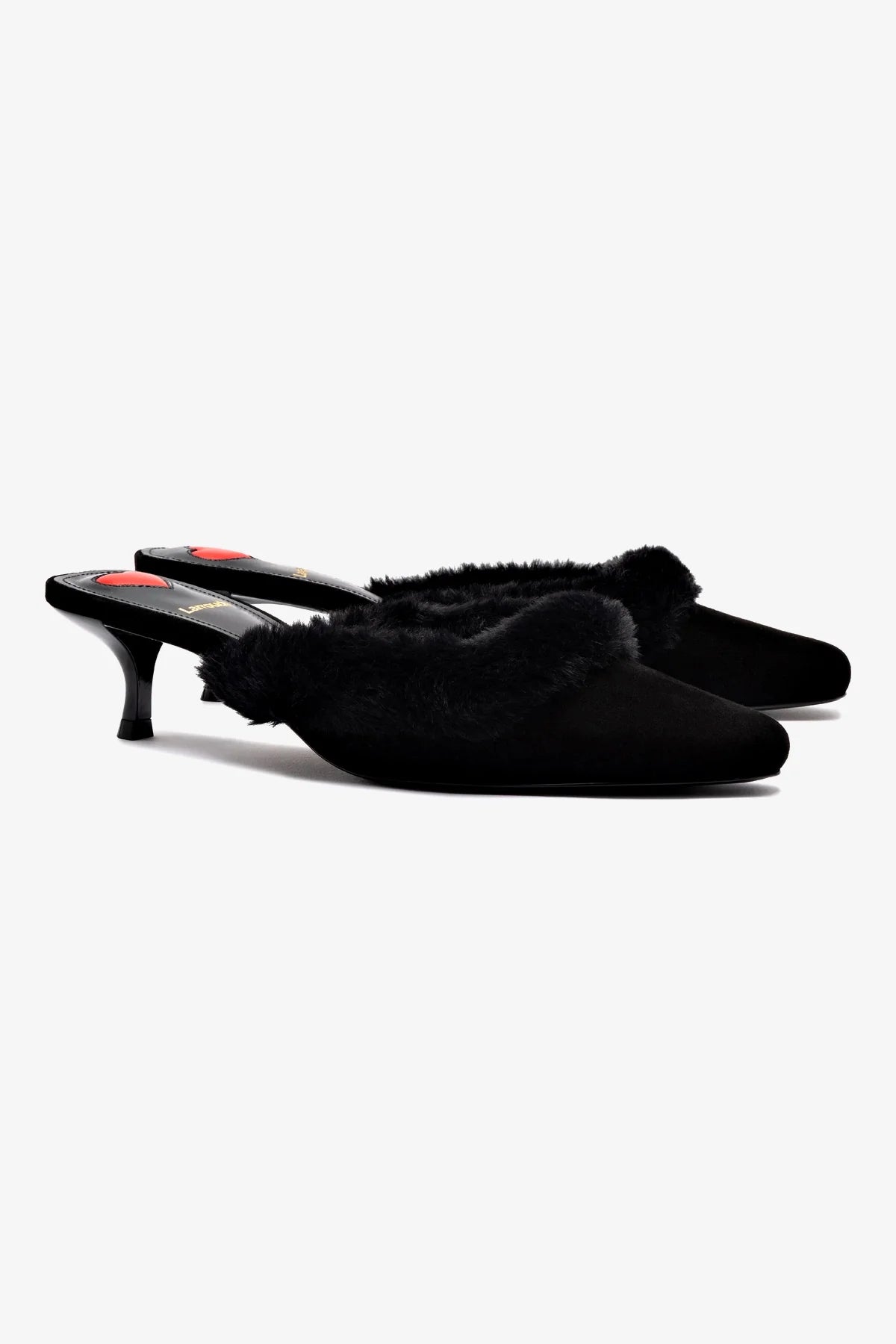 Amal Faux Fur Mule In Black Suede - Image 2