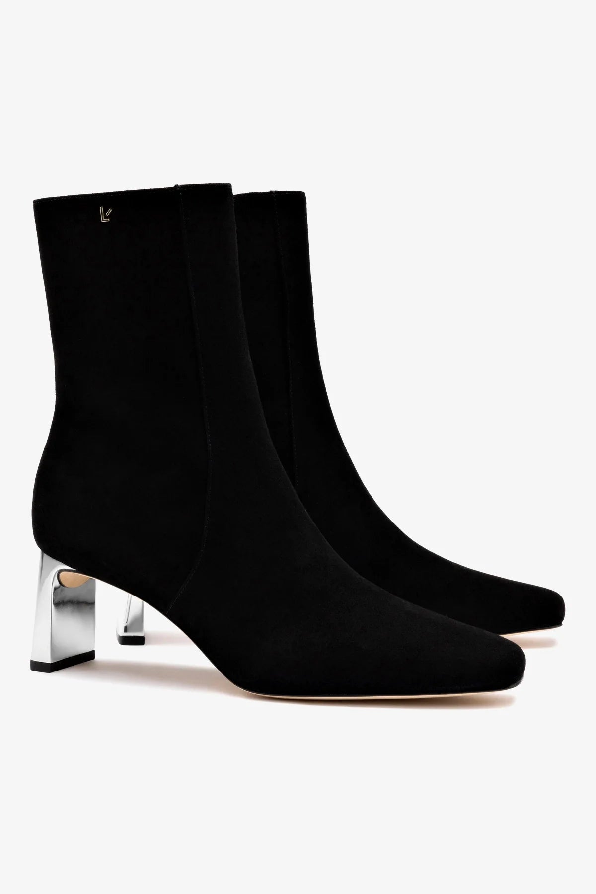Alexis Bootie In Black Suede and Silver Heel - Image 2