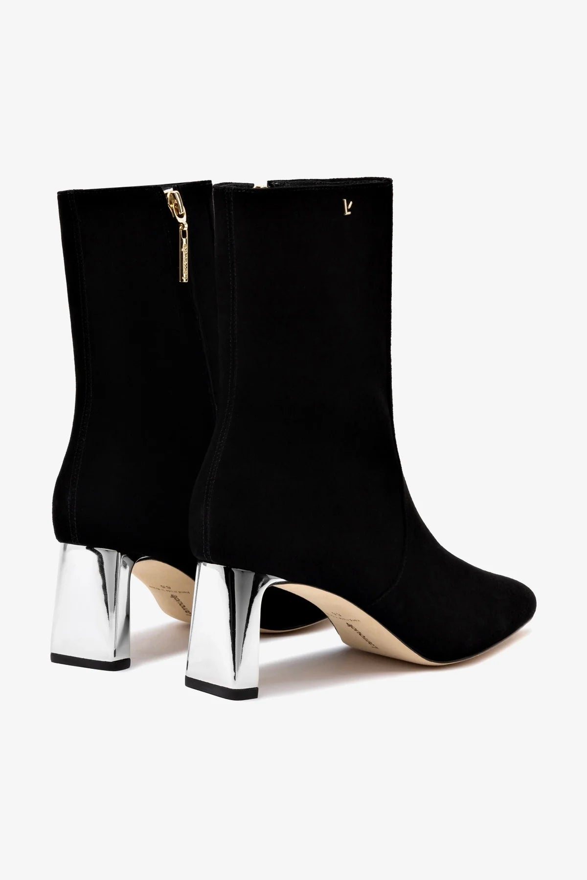 Alexis Bootie In Black Suede and Silver Heel - Image 3