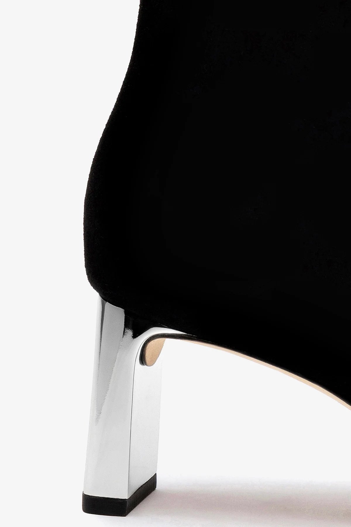 Alexis Bootie In Black Suede and Silver Heel - Image 4