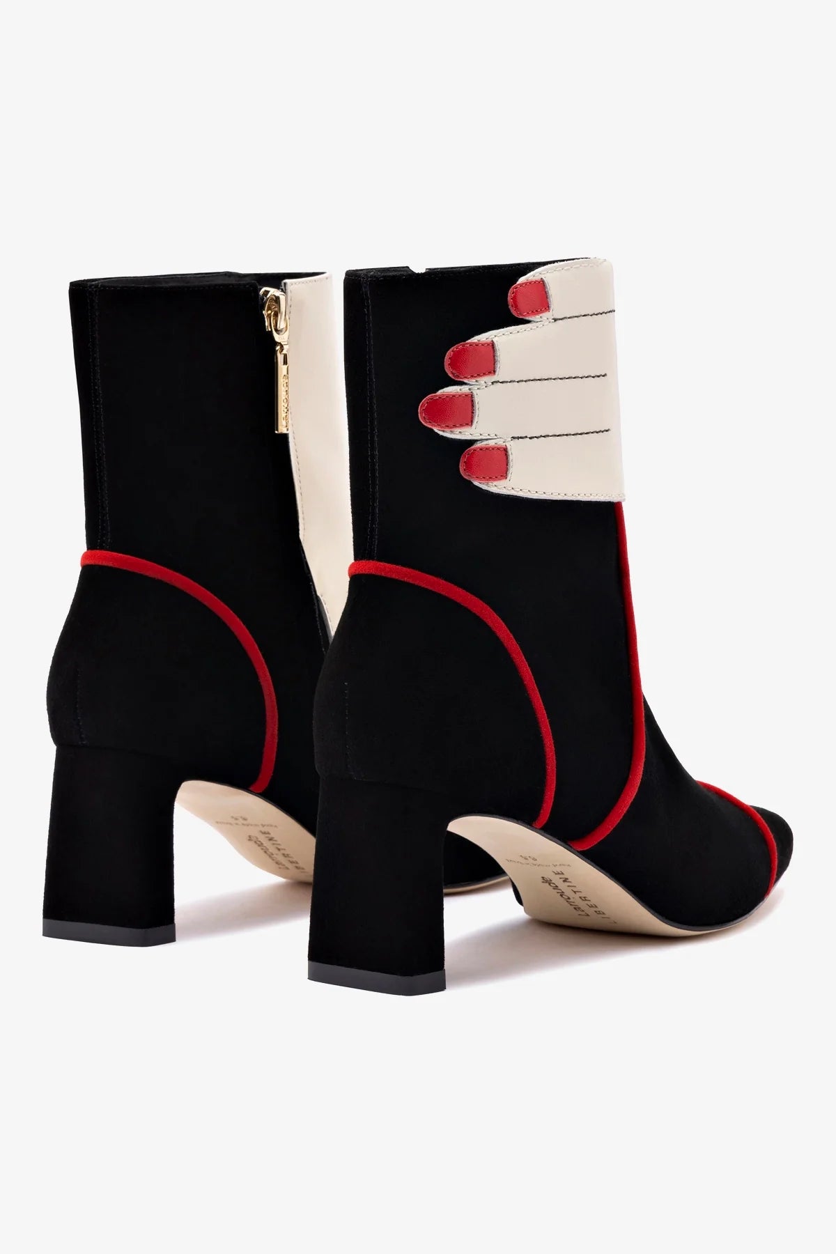 Larroudé x Libertine Hand Boot In Black, Ivory and Scarlet Leather - Image 3