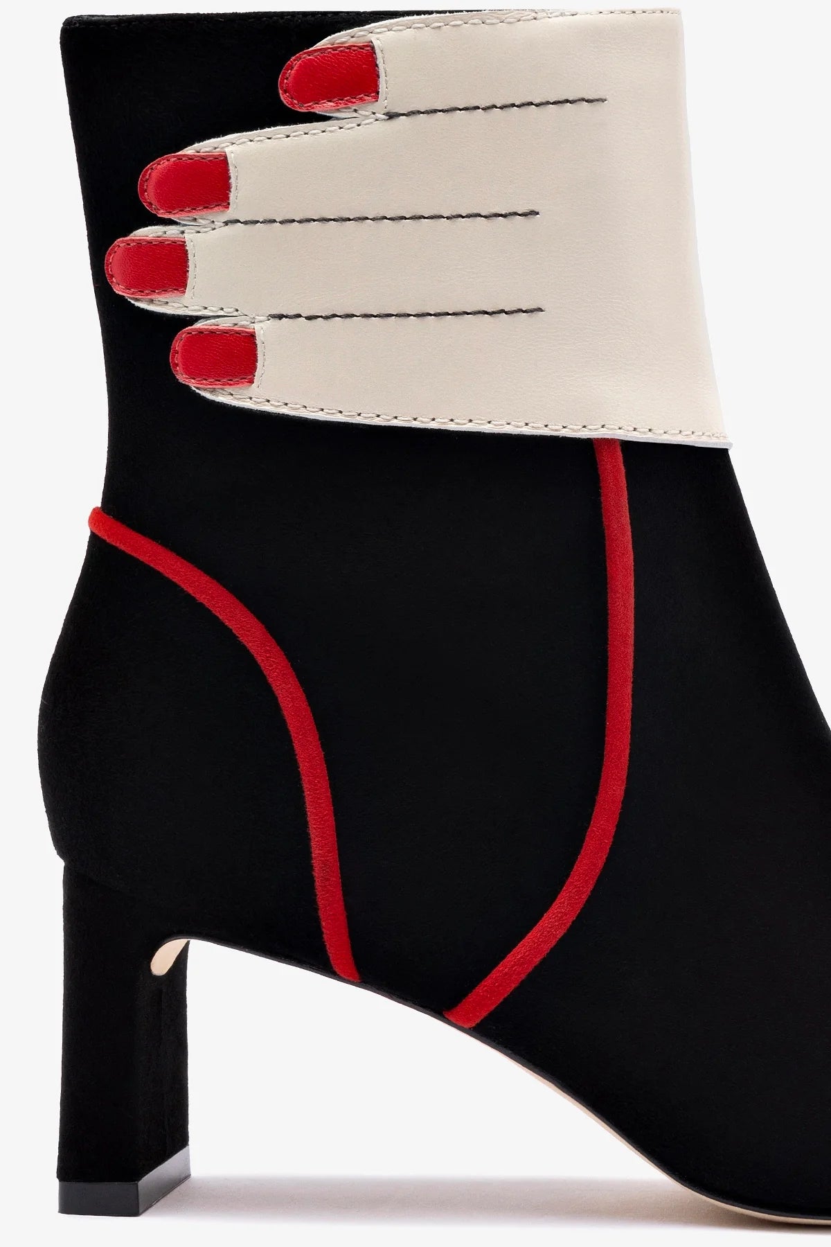 Larroudé x Libertine Hand Boot In Black, Ivory and Scarlet Leather - Image 4