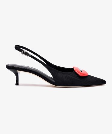 Larroudé x Libertine Lips Pump Lo In Black Fabric