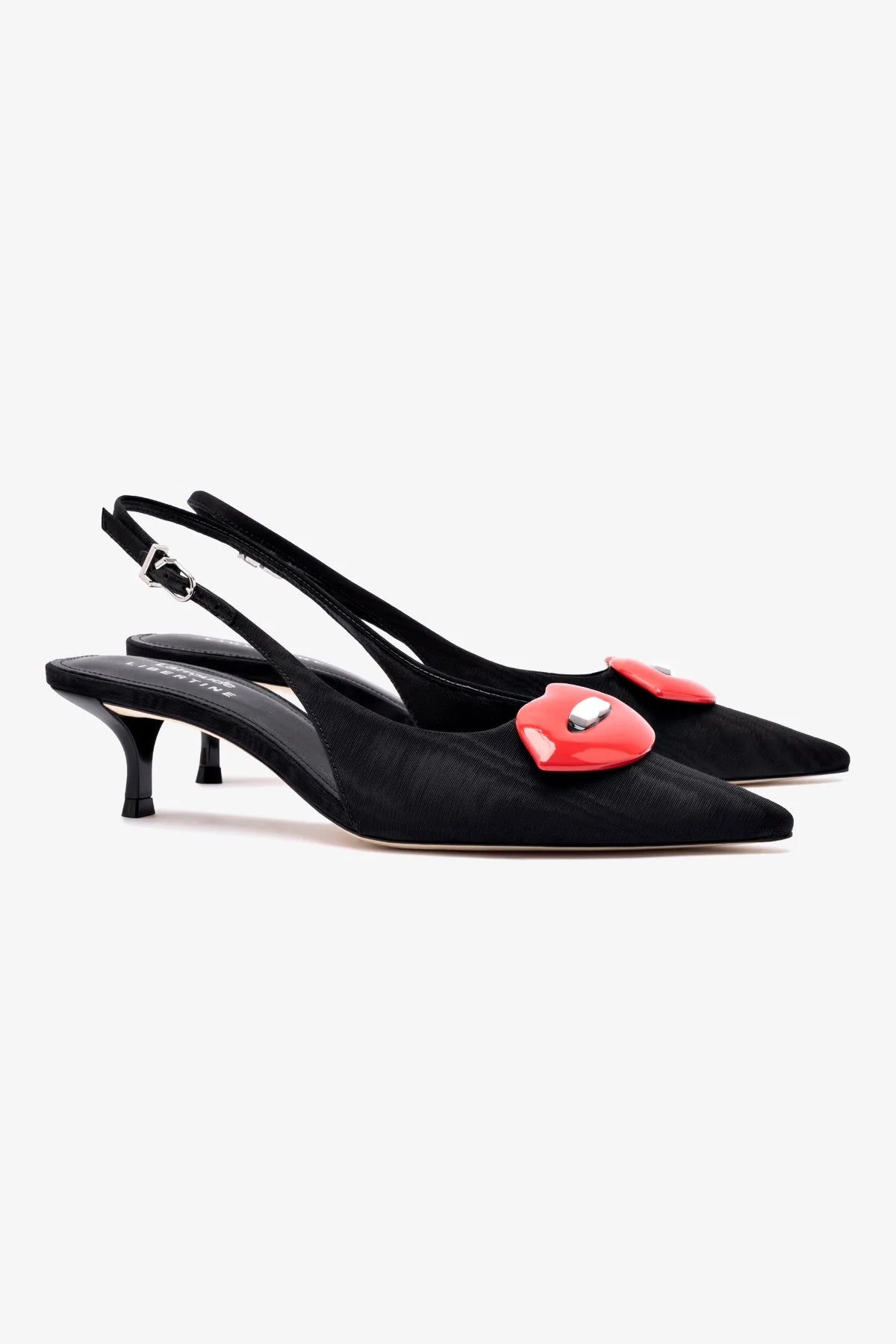 Larroudé x Libertine Lips Pump Lo In Black Fabric - Image 2