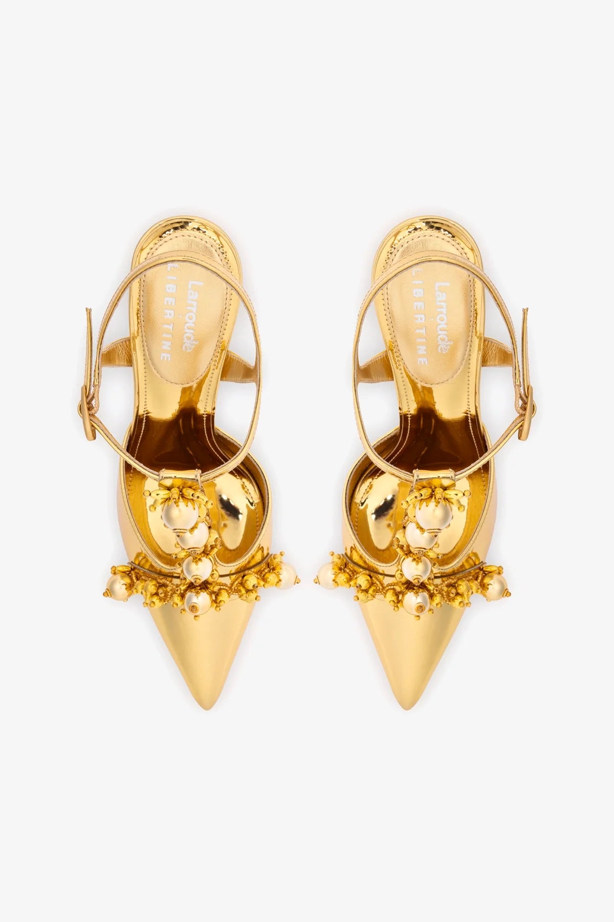 Larroudé x Libertine Pump In Gold Specchio and Golden Balls - Image 3