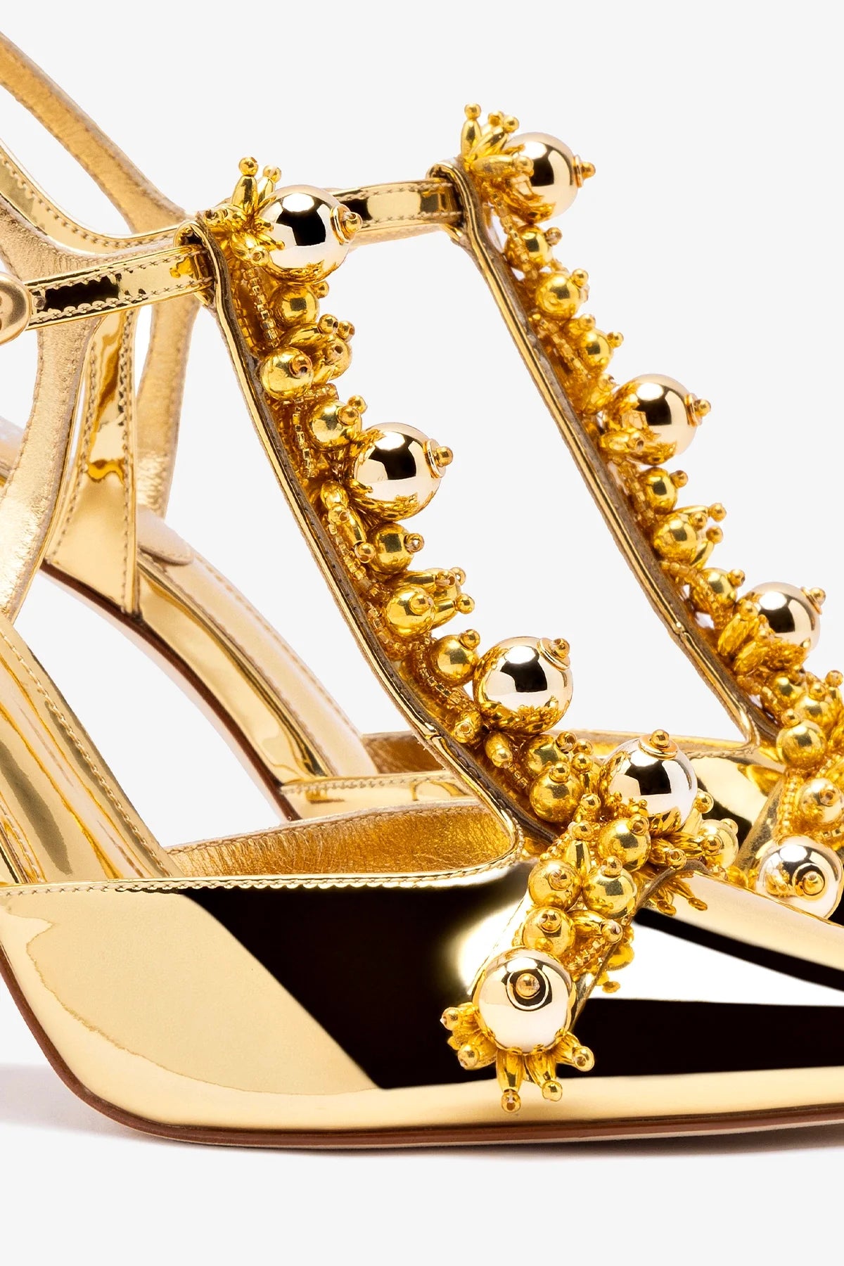 Larroudé x Libertine Pump In Gold Specchio and Golden Balls - Image 4