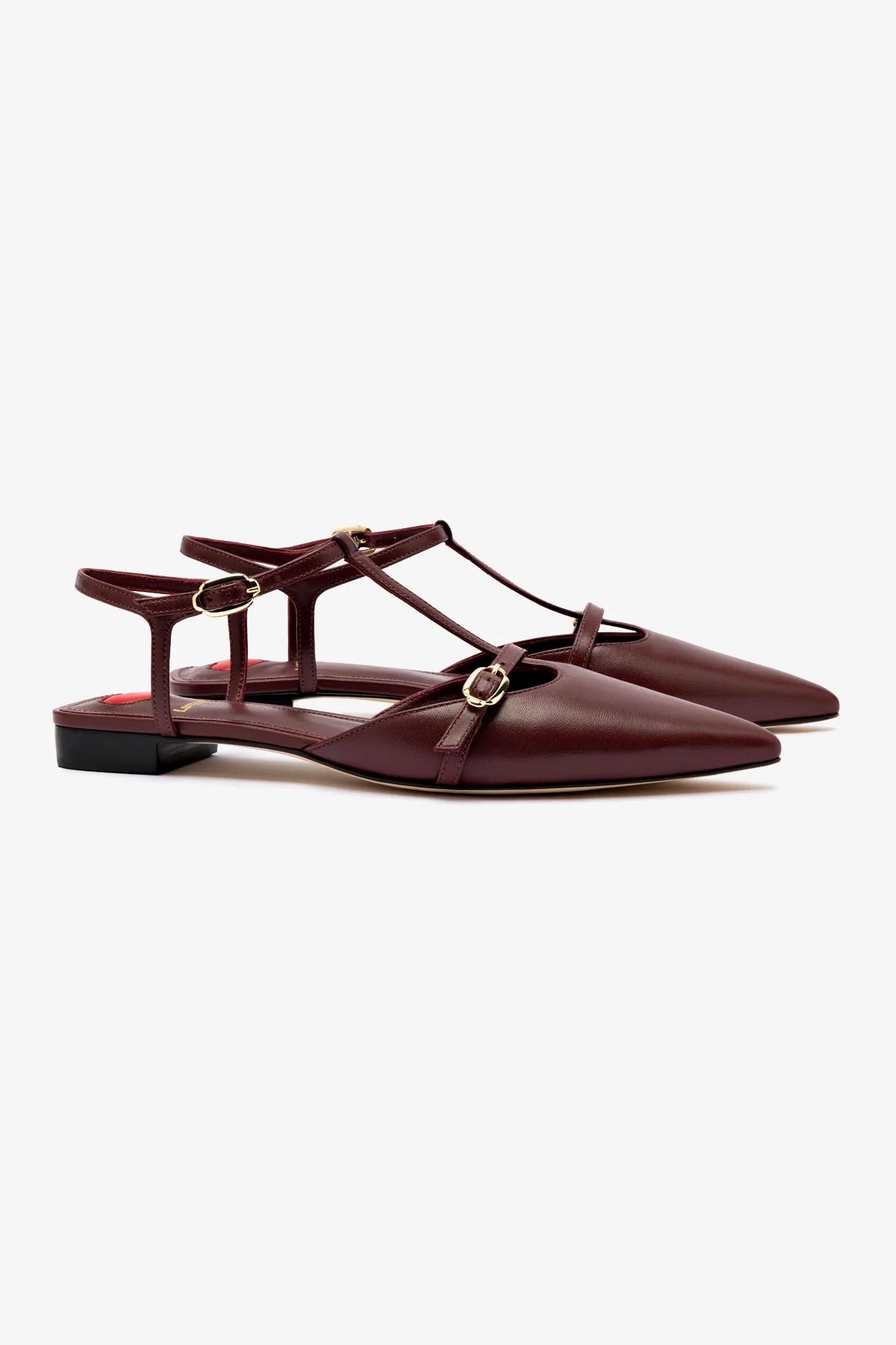 Grace Flat In Burgundy Leather - Image 2
