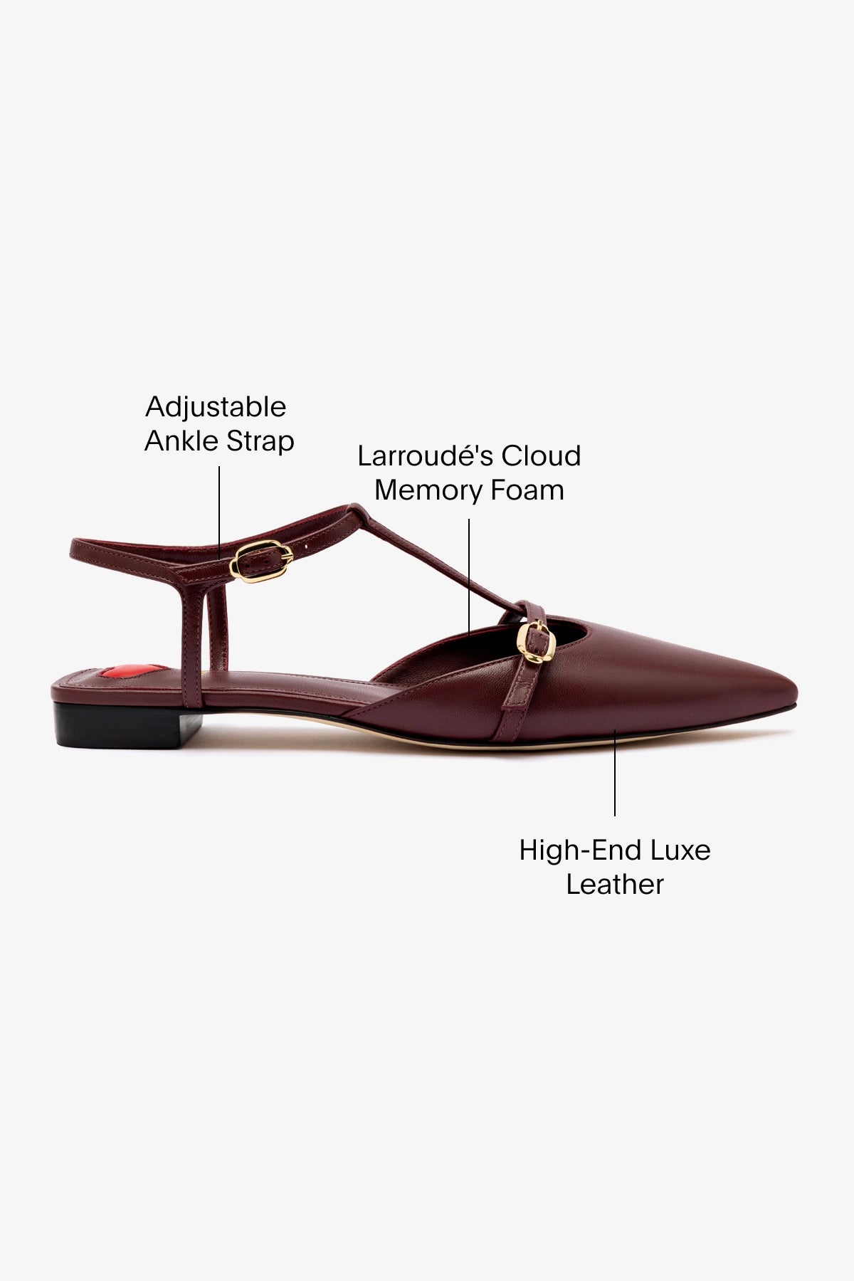 Grace Flat In Burgundy Leather - Image 5