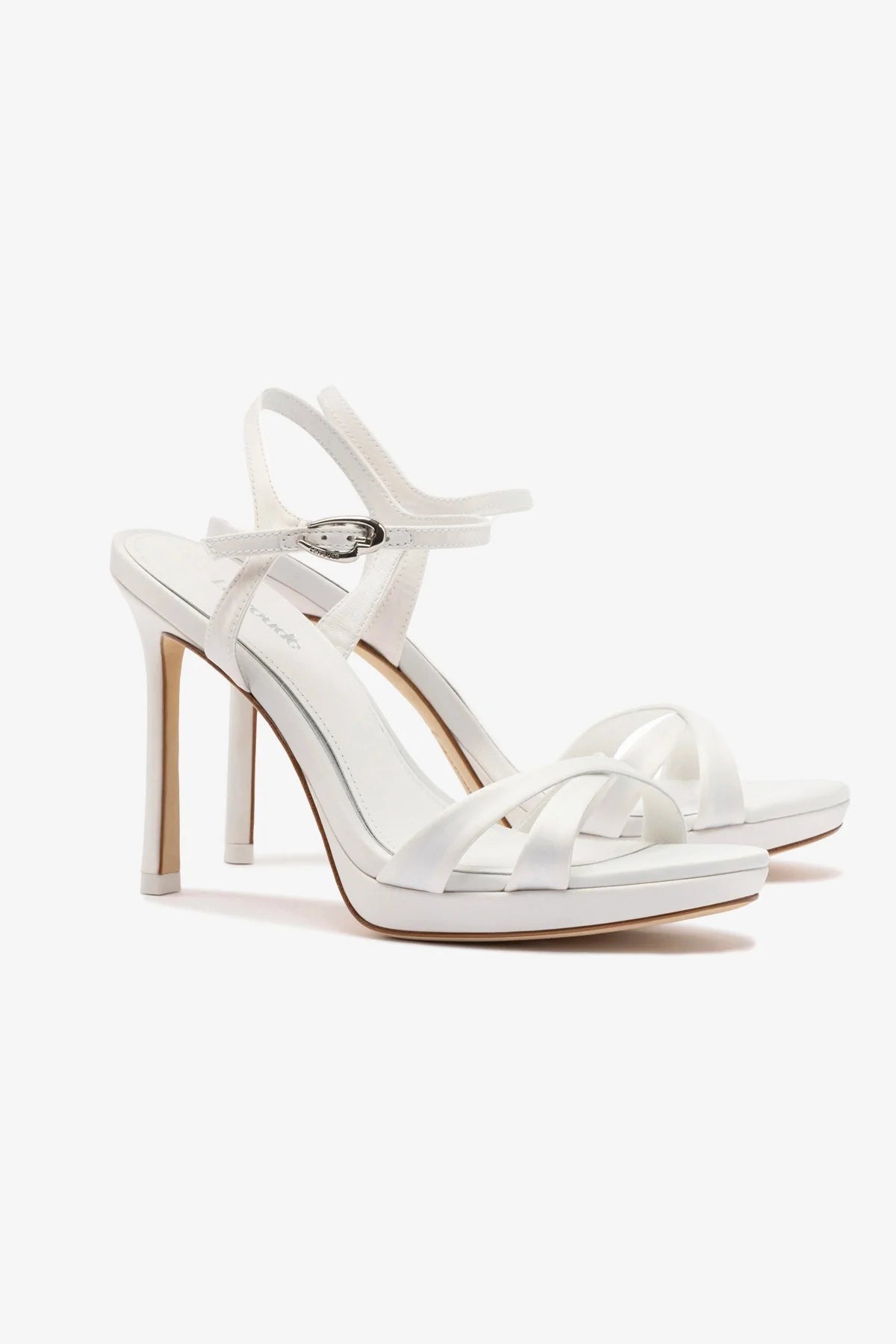 Angelina Sandal In White Satin - Image 2