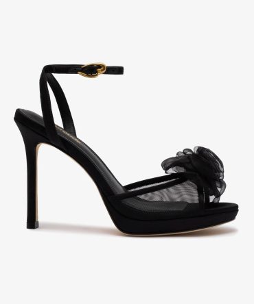 Salma Platform Sandal In Black Satin