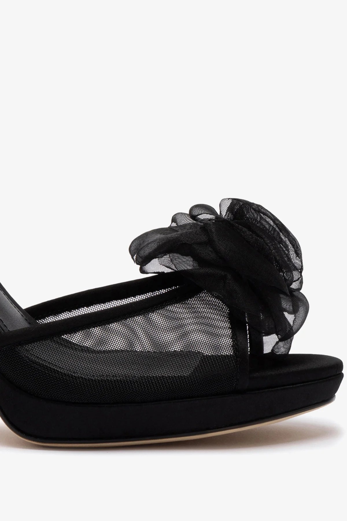 Salma Platform Sandal In Black Satin - Image 4