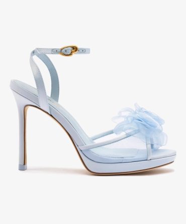 Salma Platform Sandal In Cerulean Blue Satin