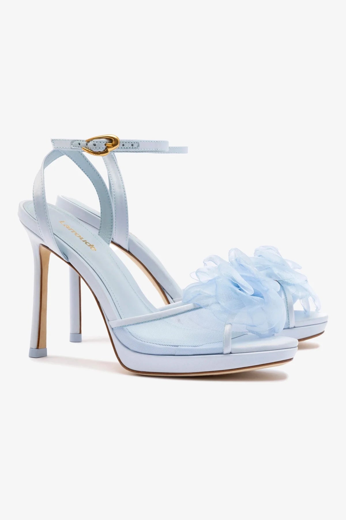 Salma Platform Sandal In Cerulean Blue Satin - Image 2