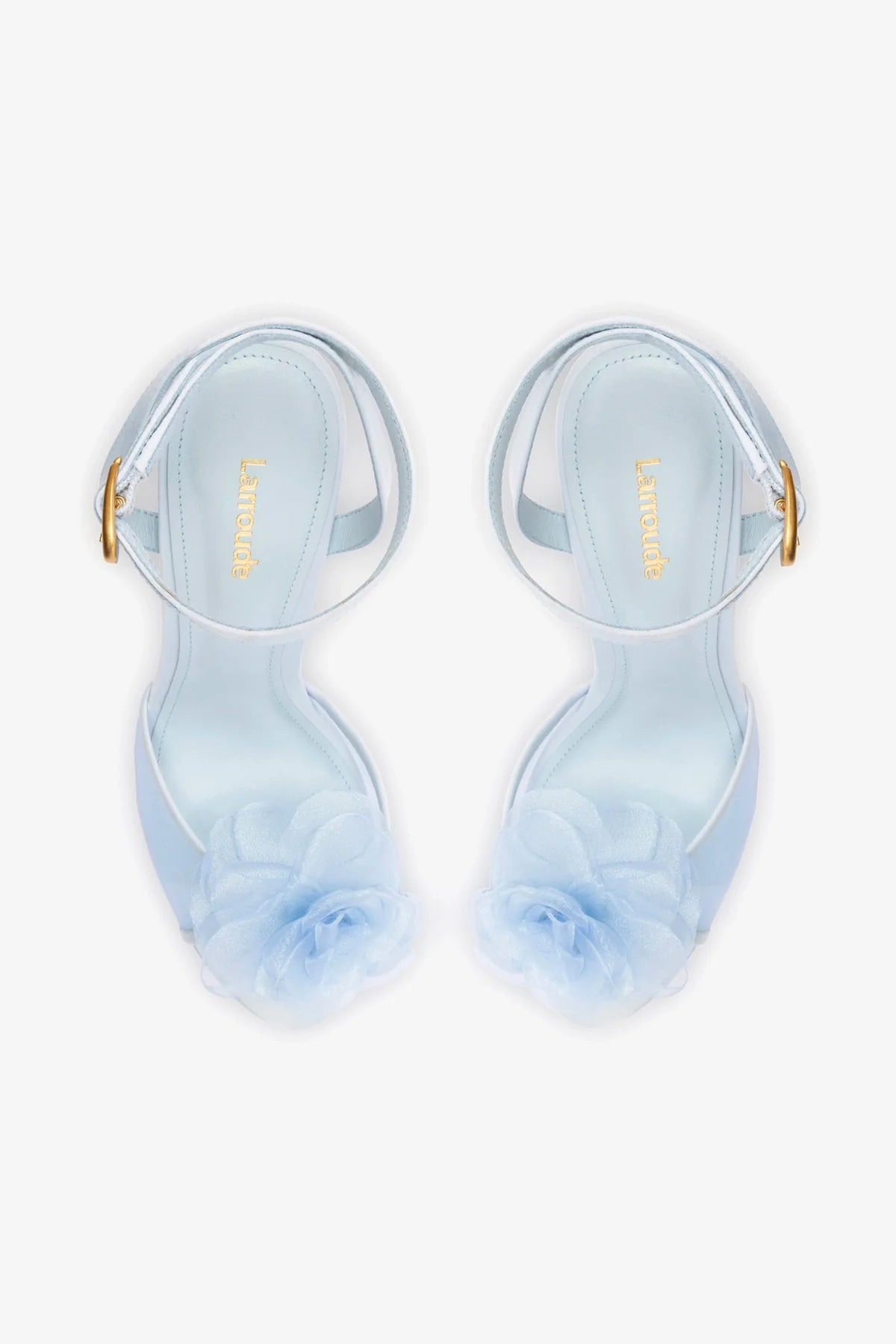 Salma Platform Sandal In Cerulean Blue Satin - Image 3