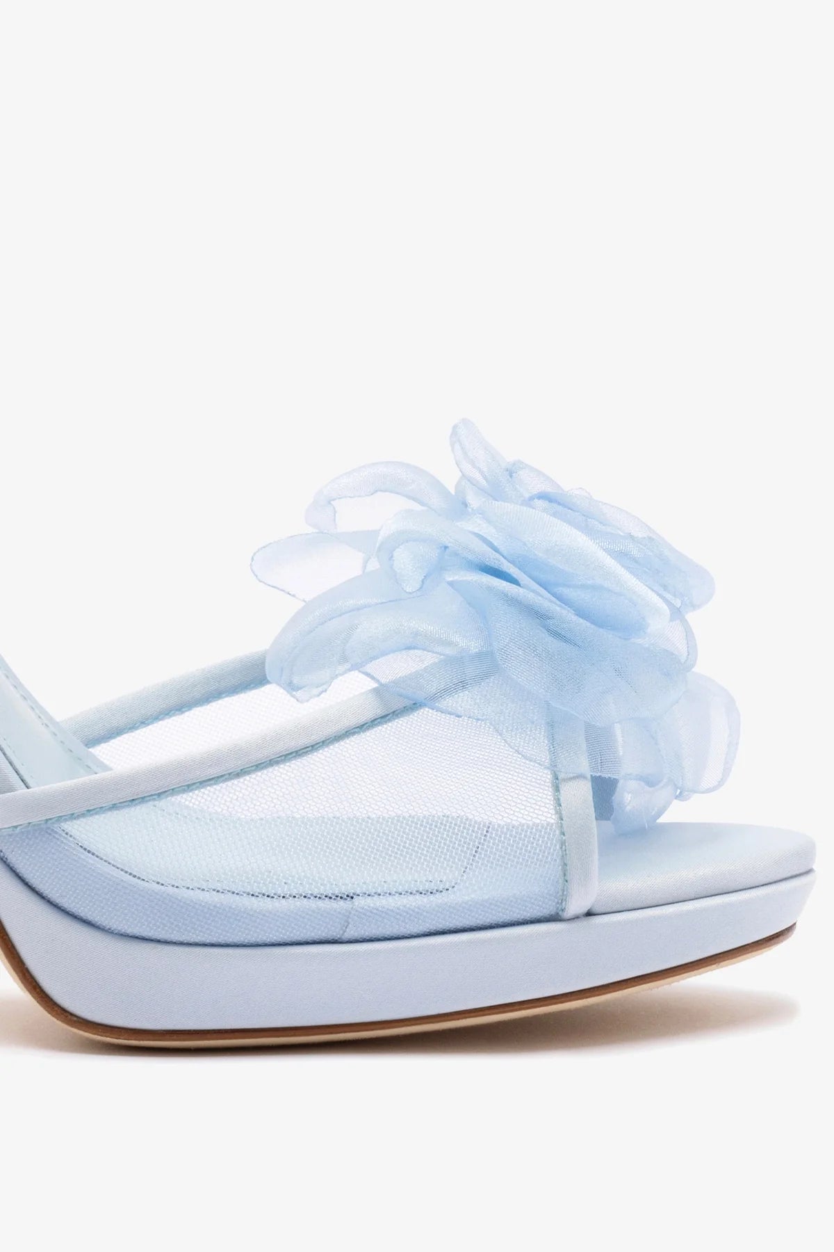 Salma Platform Sandal In Cerulean Blue Satin - Image 4
