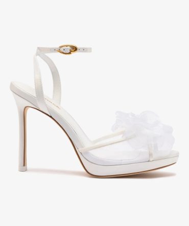 Salma Platform Sandal In White Satin